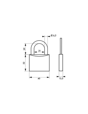 Lucchetto Maxium color 40mm, arco acciaio temprato, verde, corpo alluminio, 2 chiavi - THIRARD