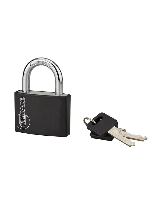 Lucchetto Maxium color 50mm, arco acciaio temprato, nero, corpo alluminio, 2 chiavi - THIRARD