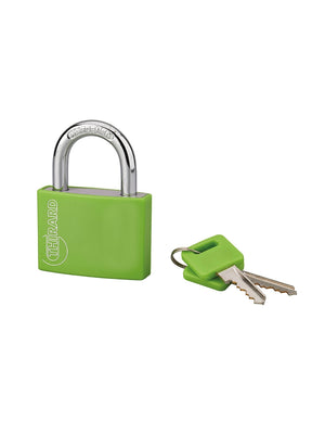 Lucchetto Maxium color 50mm, arco acciaio temprato, verde, corpo alluminio, 2 chiavi - THIRARD