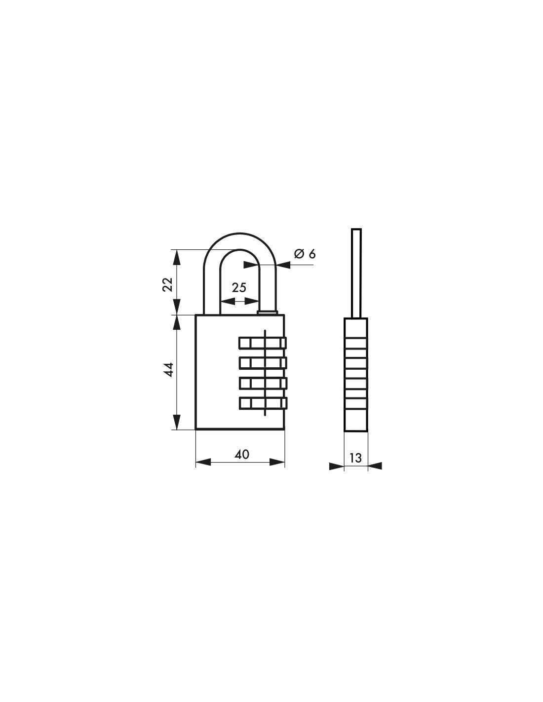 Lucchetto Maxium Code combinazione 4 cifre, 40mm, verde, arco acciaio nichelato, corpo alluminio colorato - THIRARD