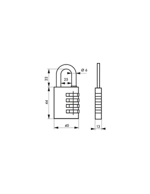 Lucchetto Maxium Code combinazione 4 cifre, 40mm, verde, arco acciaio nichelato, corpo alluminio colorato - THIRARD