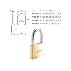 Lucchetto Ottone Mm 40 Arco Medio City Iseo