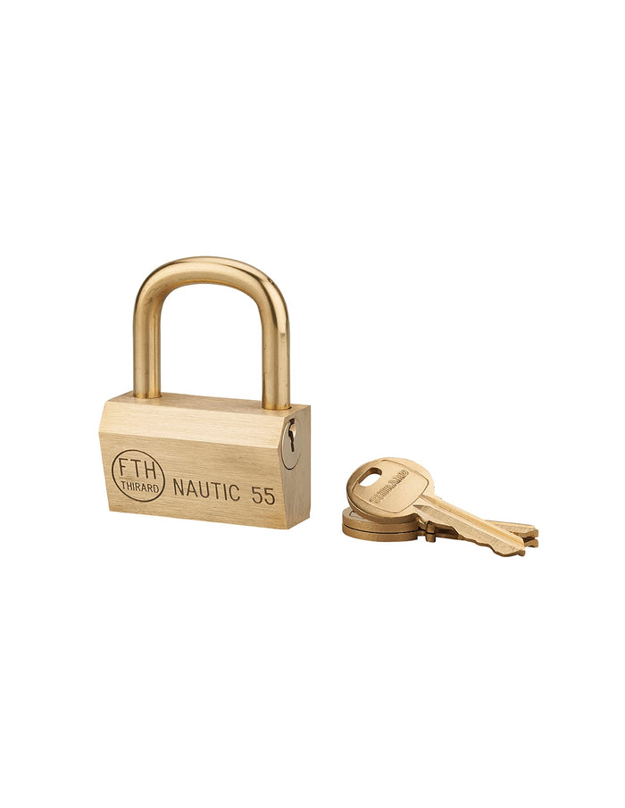 Lucchetto Ottone Nautic 55 mm 3 Chiavi, anticorrosione, waterproof, uso esterno arco in ottone - THIRARD