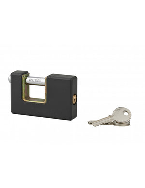 Lucchetto rettangolare ACERA con chiave, base 75 mm, arco in acciaio temprato, 3 chiavi - SERRUPRIX