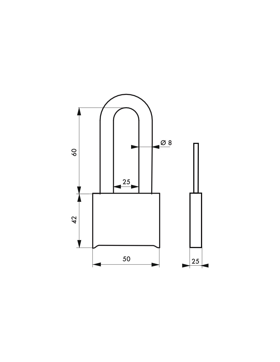 Lucchetto Tanker con combinazione arco in acciaio inox 58Mm - THIRARD