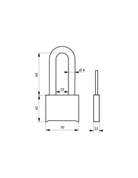 Lucchetto Tanker con combinazione arco in acciaio inox 58Mm - THIRARD