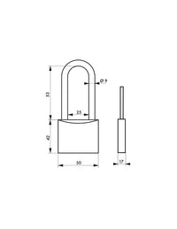 Lucchetto Tipo 1, ottone, interno, arco mezza altezza in acciaio, 50mm, 3 chiavi - THIRARD