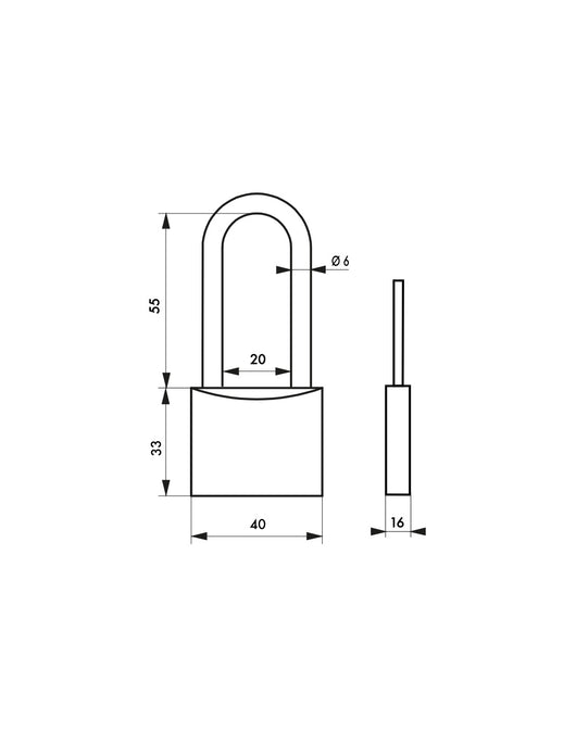 Lucchetto TYPE 1, 40mm arco semialto in acciaio, corpo ottone, 2 chiavi - THIRARD