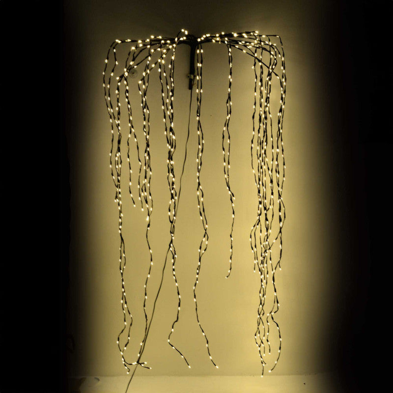 Luce cascata 567 led fissi+81 flash caldo al. fissa filo marrone 70xh220x6