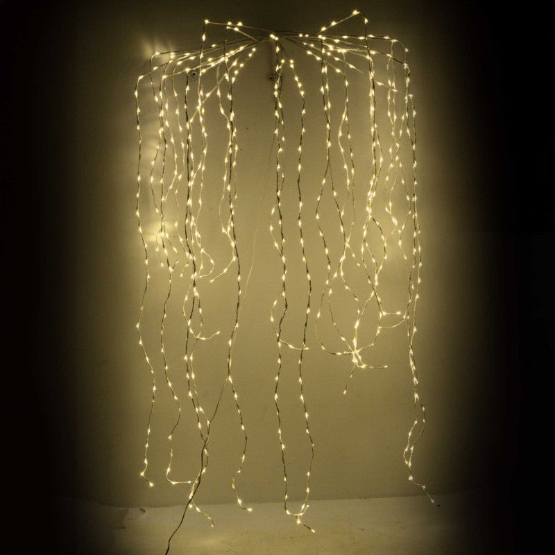 Luce cascata 648 led fissi+81 flash caldo al. fissa filo bianco 70xh220x6