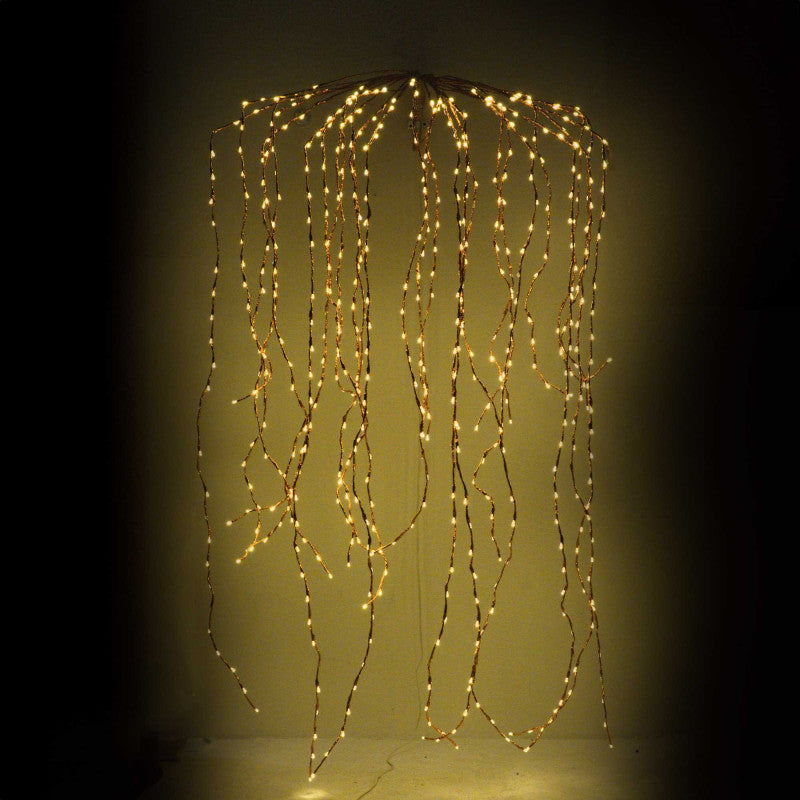 Luce cascata 648 led fissi+81 flash caldo al. fissa filo rame 70xh220x6