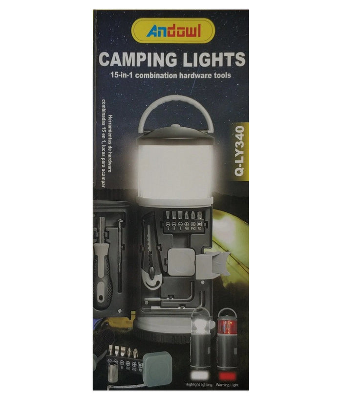 Luce Da Campeggio 15in1 Portatile Per Esterni Con Kit Di Attrezzi Combo Q-ly340         