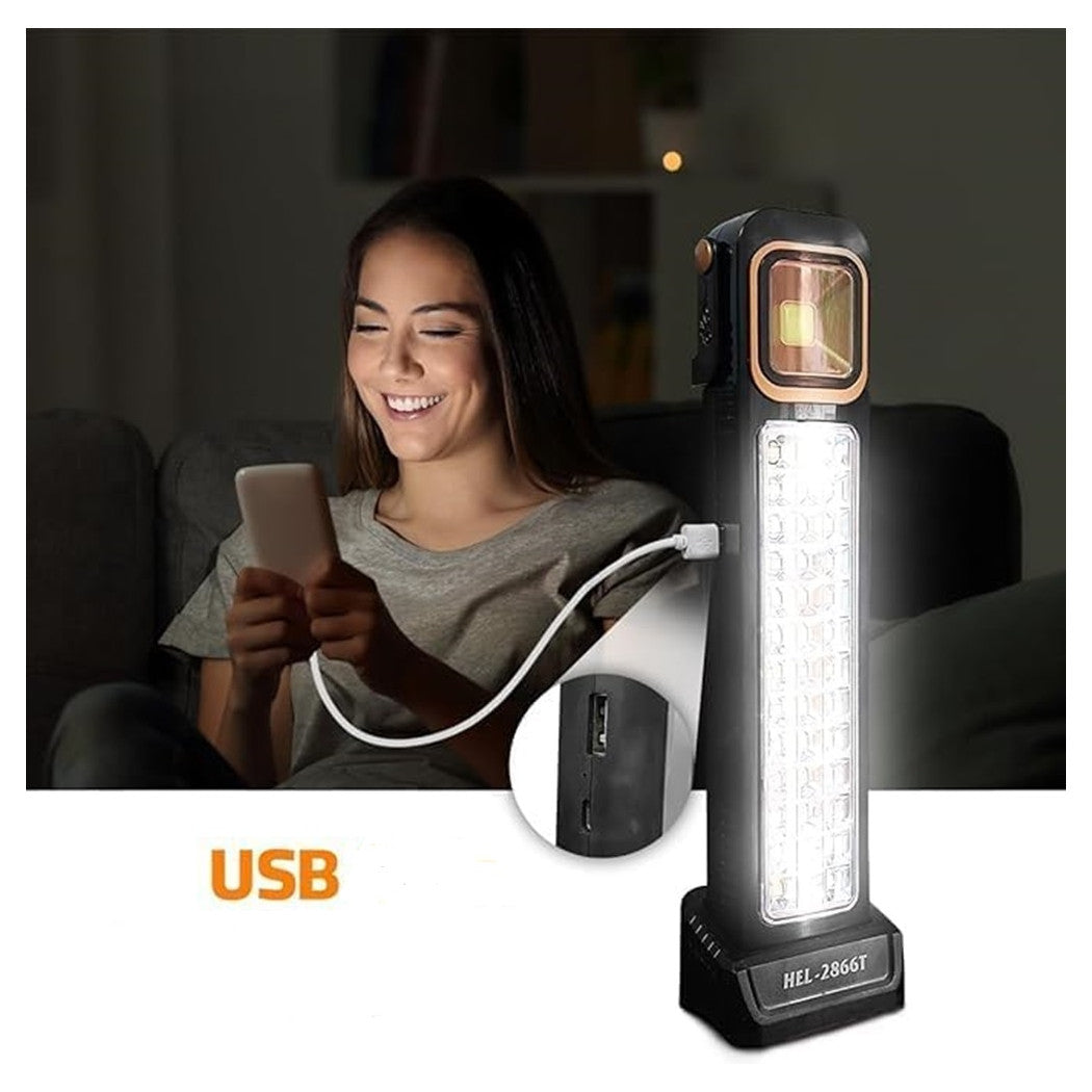 Trade Shop - Luce Di Emergenza Solare Ricaricabile Hel-2866t 30w Led Con Tecnologia Intelligente         