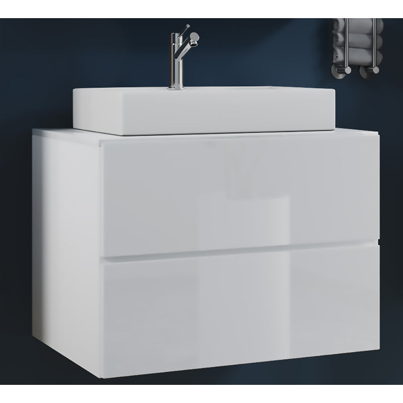 Luce di Ezooza Set Bagno 2 Pezzi Mobile Extra Large con 2 cassetti e Lavabo sospesi, Bianco , lavabo Bianco