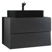 Luce di Ezooza Set Bagno 2 Pezzi Mobile Extra Large con 2 cassetti e Lavabo sospesi, Antracite , lavabo Nero
