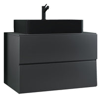 Luce di Ezooza Set Bagno 2 Pezzi Mobile Extra Large con 2 cassetti e Lavabo sospesi, Antracite , lavabo Nero
