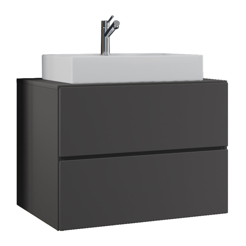 Luce di Ezooza Set Bagno 2 Pezzi Mobile Extra Large con 2 cassetti e Lavabo sospesi, Antracite , lavabo Bianco