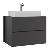 Luce di Ezooza Set Bagno 2 Pezzi Mobile Extra Large con 2 cassetti e Lavabo sospesi, Antracite , lavabo Bianco