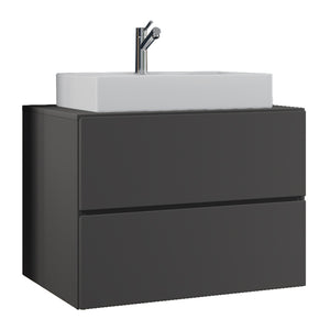 Luce di Ezooza Set Bagno 2 Pezzi Mobile Extra Large con 2 cassetti e Lavabo sospesi, Antracite , lavabo Bianco