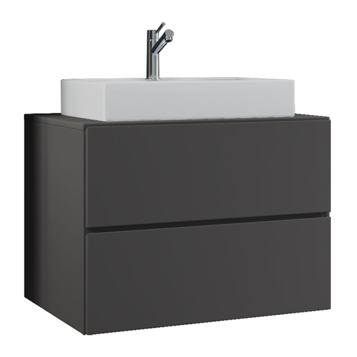 Luce di Ezooza Set Bagno 2 Pezzi Mobile Extra Large con 2 cassetti e Lavabo sospesi, Antracite , lavabo Bianco