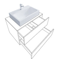 Luce di Ezooza Set Bagno 2 Pezzi Mobile Extra Large con 2 cassetti e Lavabo sospesi, Antracite , lavabo Bianco
