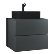 Luce di Ezooza Set Bagno 2 Pezzi Mobile Large con 2 cassetti e Lavabo sospesi , Antracite , lavabo Nero