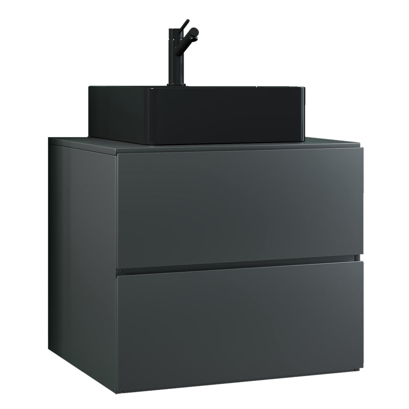 Luce di Ezooza Set Bagno 2 Pezzi Mobile Large con 2 cassetti e Lavabo sospesi , Antracite , lavabo Nero