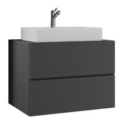 Luce di Ezooza Set Bagno 2 Pezzi Mobile Large con 2 cassetti e Lavabo sospesi , Antracite , lavabo Bianco