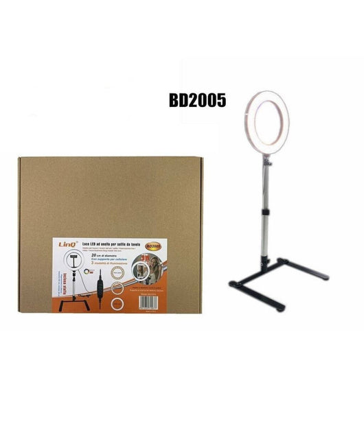 Luce Led Ad Anello Luminoso Per Selfie Staffa Tavolo Supporto Cellulare Bd2005         