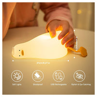 Trade Shop - Luce Notturna Forma Anatra Sdraiata In Silicone Lampada Ricaricabile Usb A Led Touch         