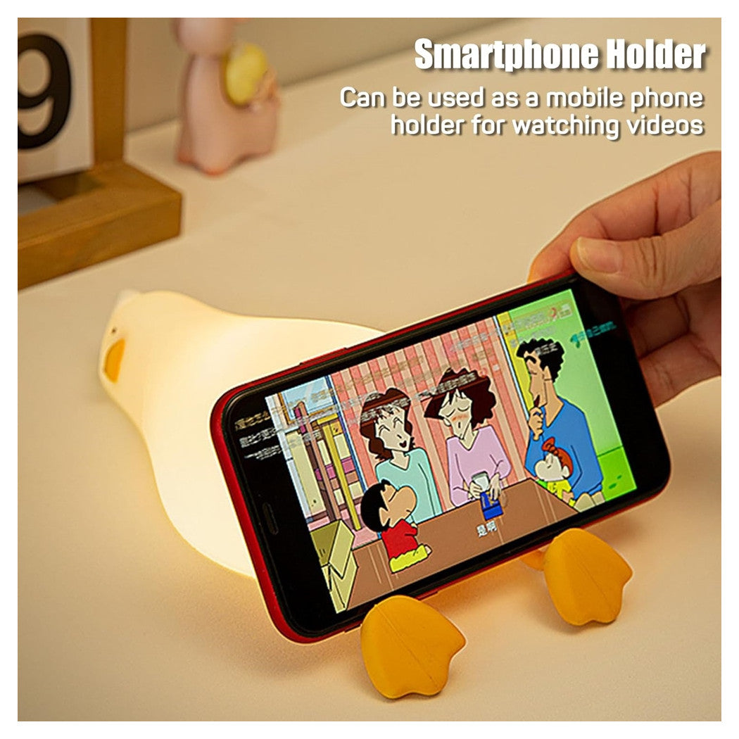 Trade Shop - Luce Notturna Forma Anatra Sdraiata In Silicone Lampada Ricaricabile Usb A Led Touch         