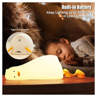 Trade Shop - Luce Notturna Forma Anatra Sdraiata In Silicone Lampada Ricaricabile Usb A Led Touch         