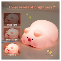 Trade Shop - Luce Notturna Forma Maiale Per Bambini In Silicone Dimmerabile Lampada Ricaricabile         