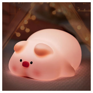 Trade Shop - Luce Notturna Forma Maiale Per Bambini In Silicone Dimmerabile Lampada Ricaricabile         