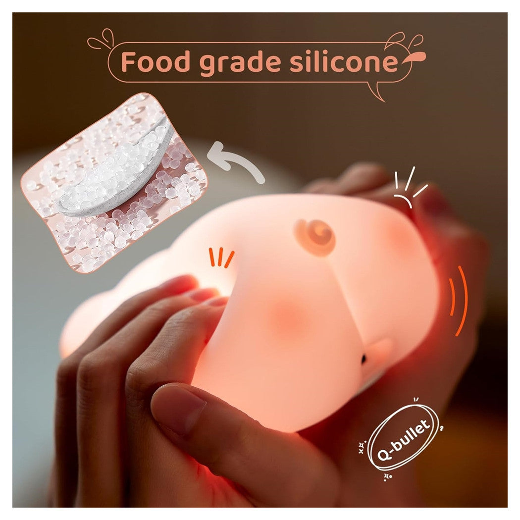 Trade Shop - Luce Notturna Forma Maiale Per Bambini In Silicone Dimmerabile Lampada Ricaricabile         