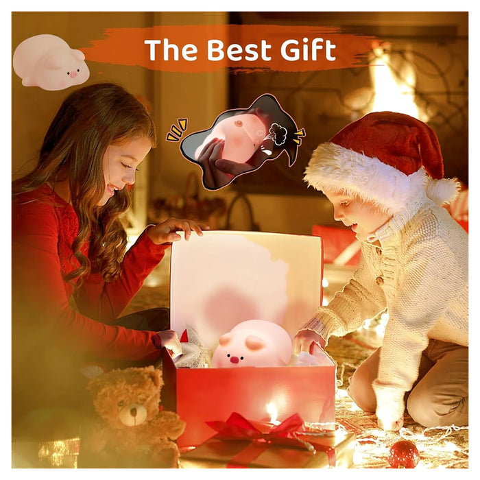 Trade Shop - Luce Notturna Forma Maiale Per Bambini In Silicone Dimmerabile Lampada Ricaricabile         