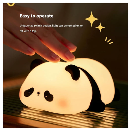 Trade Shop - Luce Notturna Forma Panda Lampada A Led In Silicone Dimmerabile Ricaricabile Usb         