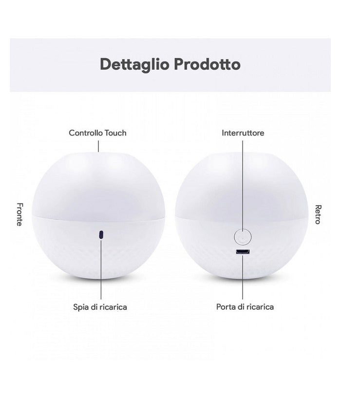 Trade Shop - Luce Notturna Led Rgb Telecomando Batteria Ricaricabile 1.8 Watt Dc5v Cy-pg01 -