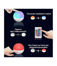 Trade Shop - Luce Notturna Led Rgb Telecomando Batteria Ricaricabile 1.8 Watt Dc5v Cy-pg01 -