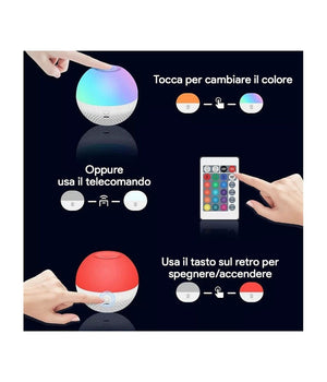 Trade Shop - Luce Notturna Led Rgb Telecomando Batteria Ricaricabile 1.8 Watt Dc5v Cy-pg01 -