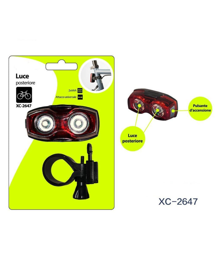 Luce Posteriore Fanale Per Bici Attacco Universale Pulsante Accensione Xc-2647         