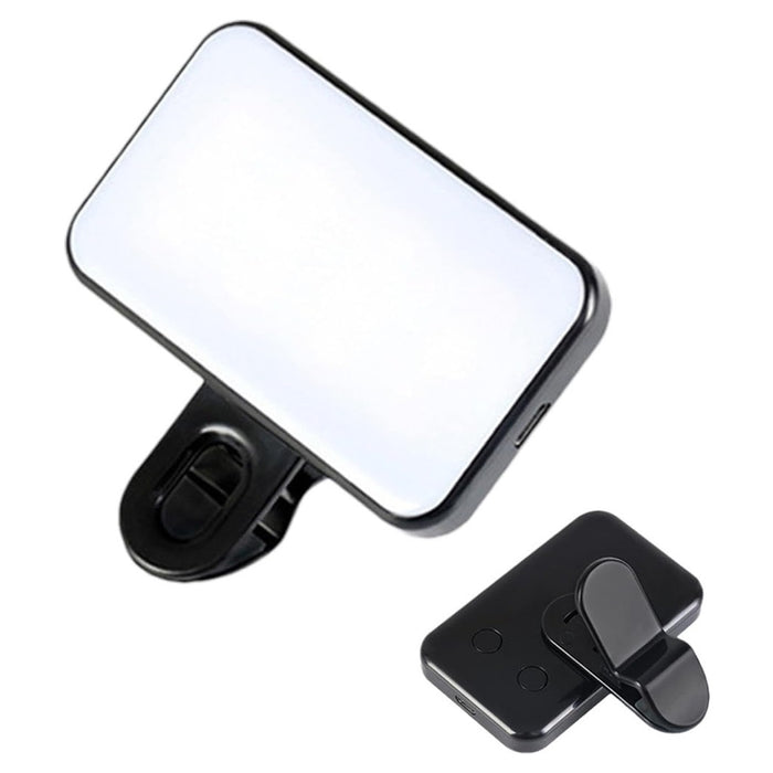 Trade Shop - Luce Ricaricabile Video Led Portatile Pannello Luminoso Con Clip Usb Riprese Telefono -        