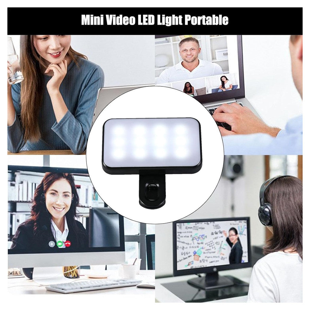 Trade Shop - Luce Ricaricabile Video Led Portatile Pannello Luminoso Con Clip Usb Riprese Telefono -        