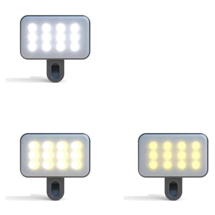 Trade Shop - Luce Ricaricabile Video Led Portatile Pannello Luminoso Con Clip Usb Riprese Telefono -        