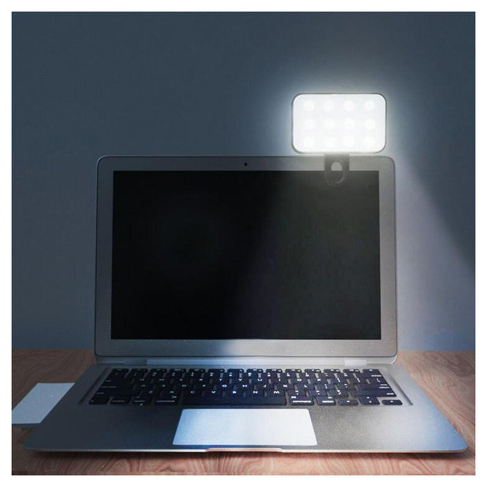 Trade Shop - Luce Ricaricabile Video Led Portatile Pannello Luminoso Con Clip Usb Riprese Telefono -        