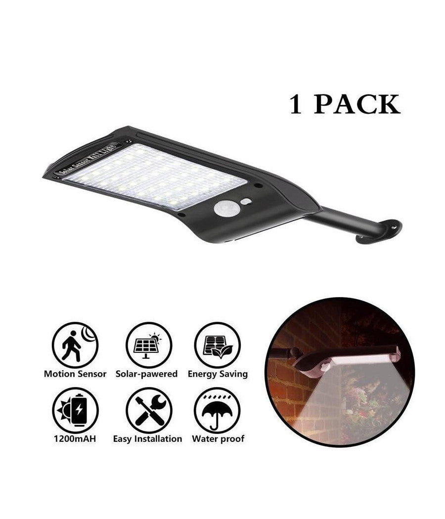Luce Solare Applique 36 Led Da Parete Sensore Di Movimento Giardino Linq L808b         