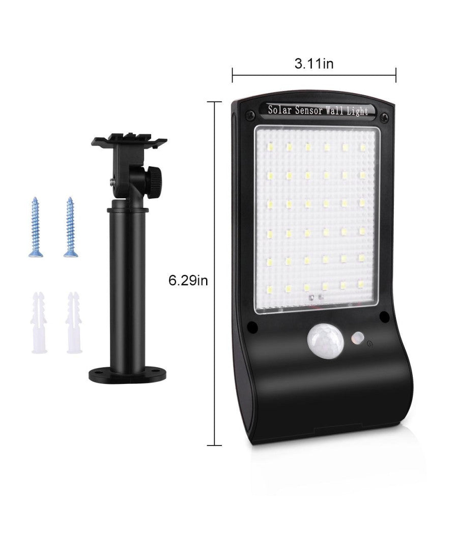 Luce Solare Applique 36 Led Da Parete Sensore Di Movimento Giardino Linq L808b         