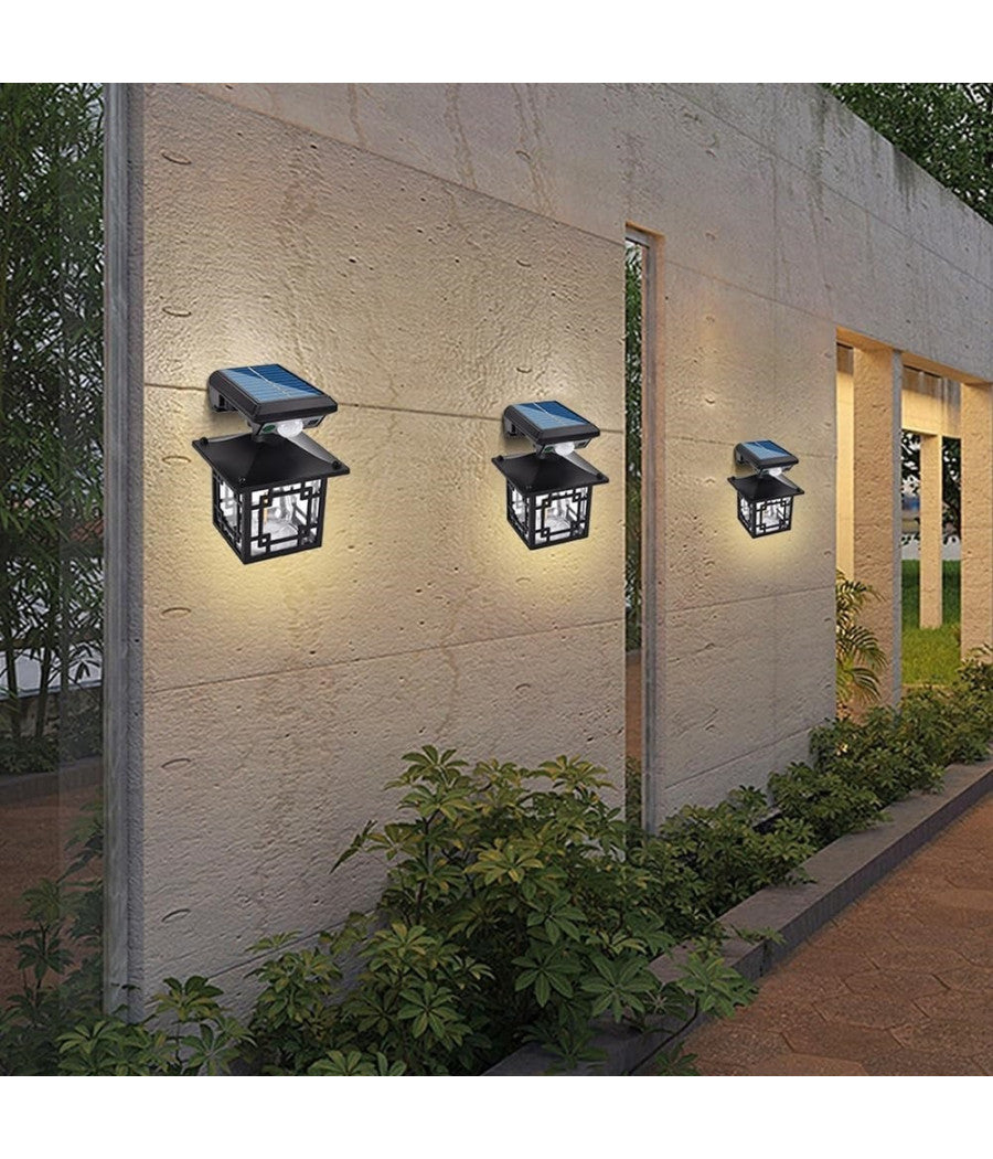 Luce Solare Da Esterno Sensore Movimento Ip65 Lampada Da Parete Giardino Cortile         