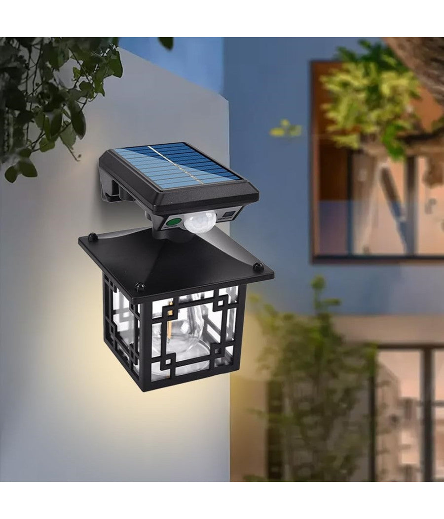 Luce Solare Da Esterno Sensore Movimento Ip65 Lampada Da Parete Giardino Cortile         
