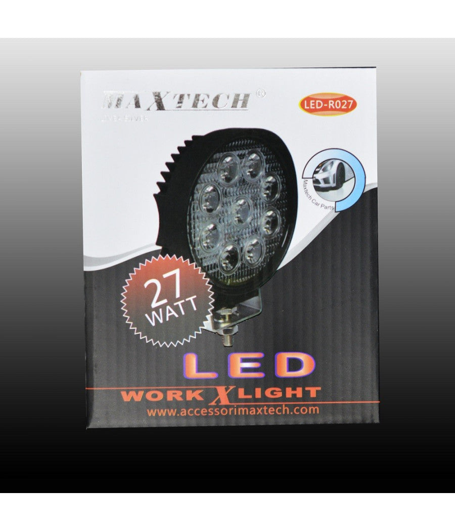 Luci Di Lavoro 27 Watt A Led Da Faro Rotondo Per Ricambio Auto Maxtech Led-r027         